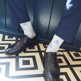 men man socks sock wearing autumn winter peper harow luxury suit smart casual style look grey