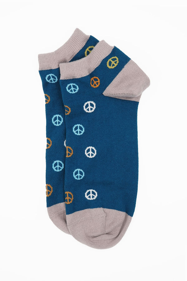 Peace Men's Trainer Socks - Blue