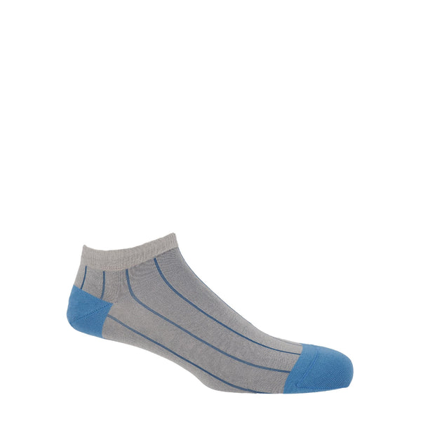 Pin Stripe Men's Trainer Socks - Grey