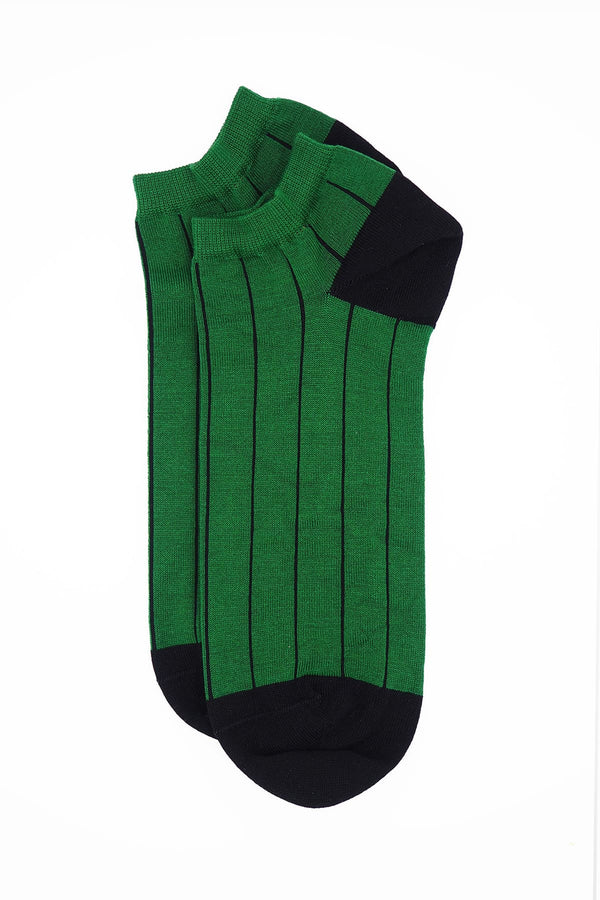 Pin Stripe Men's Trainer Socks - Green