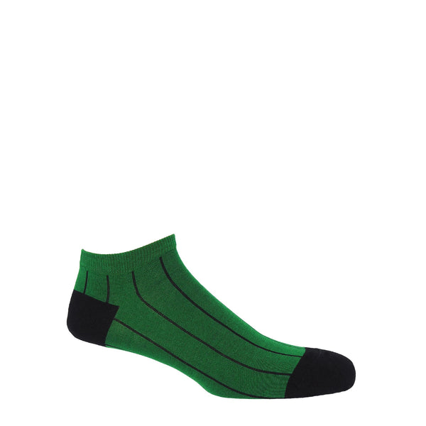 Pin Stripe Men's Trainer Socks - Green