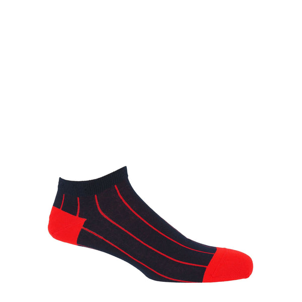 Pin Stripe Men's Trainer Socks - Navy