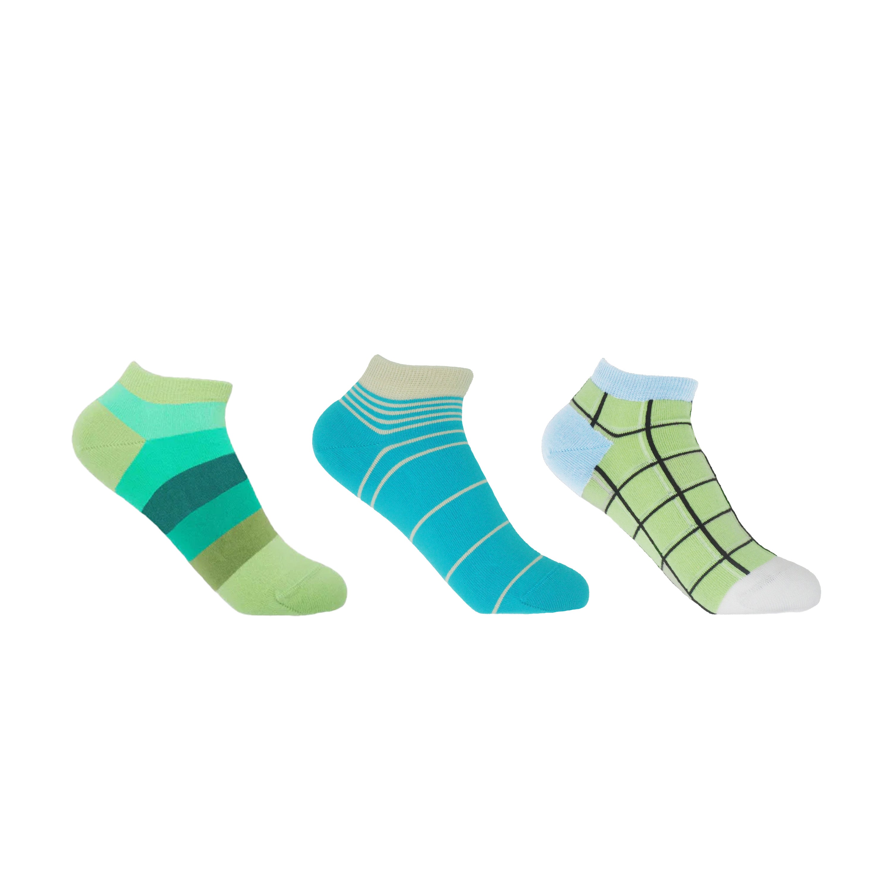 Women's Trainer Sock Bundle Block Stripe, Retro & Grid Peper Harow
