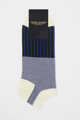 Peper harow black Oxford Stripe egyptian cotton men's trainer socks in packaging