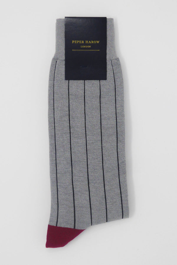 Ash Pin Stripe Luxury Men's Socks