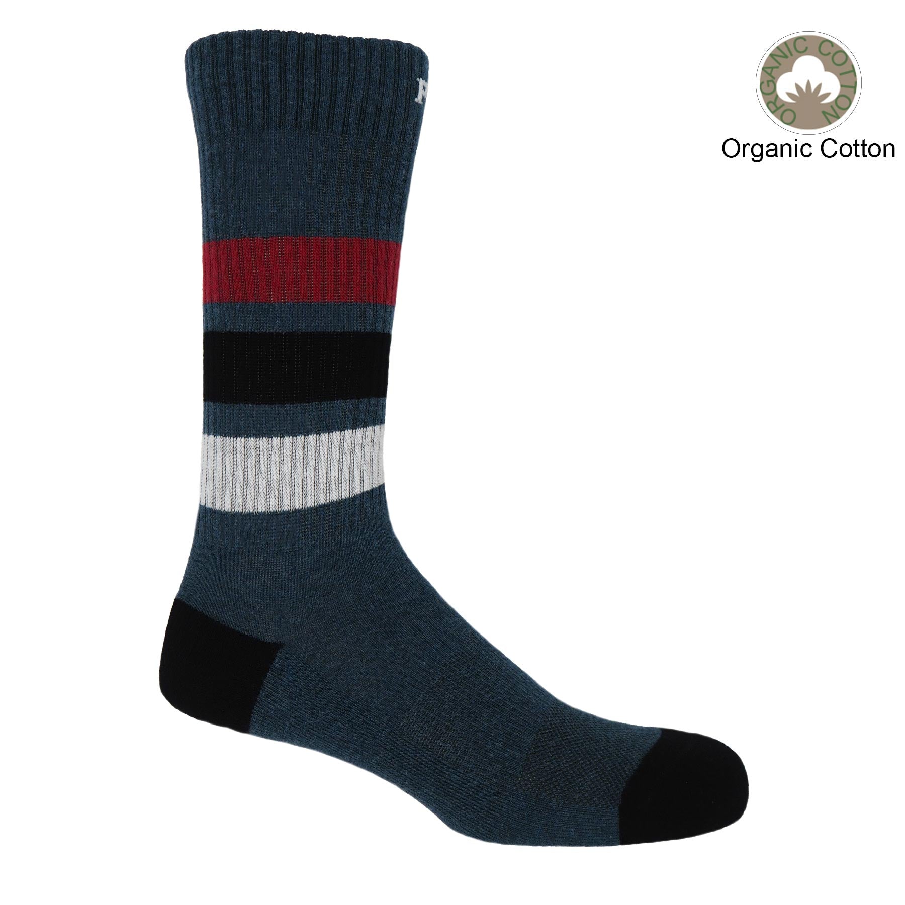 Striped Organic Men's Sport Socks Navy Peper Harow