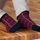 Peper Harow maroon Check men's luxury socks