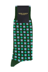 Peper Harow green Diamonds men's luxury socks in packaging