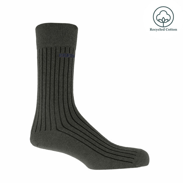 Peper Harow charcoal Recycled Ribbed men's luxury socks