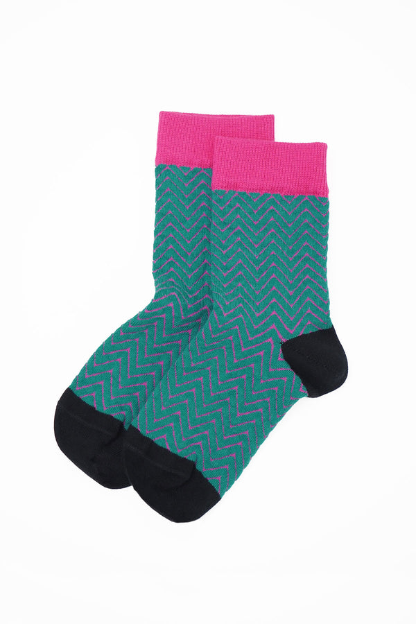 Zigzag Women's Socks - Teal