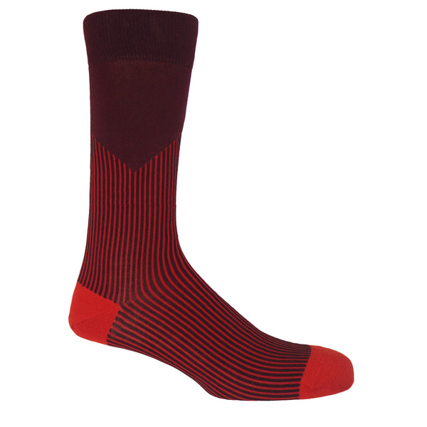 Peper Harow burgundy V-Stripe men's luxury socks