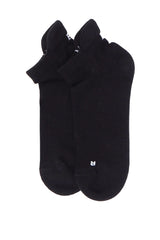 Two pairs of Peper Harow plain black Organic women's luxury trainer sport socks