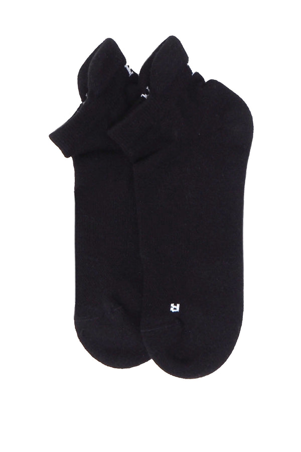 Two pairs of Peper Harow plain black Organic women's luxury trainer sport socks