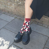 burgundy vertex women woman socks sock wearing autumn winter
