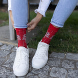 women woman socks sock wearing autumn winter peper harow luxury suit smart casual style look floral red ayame