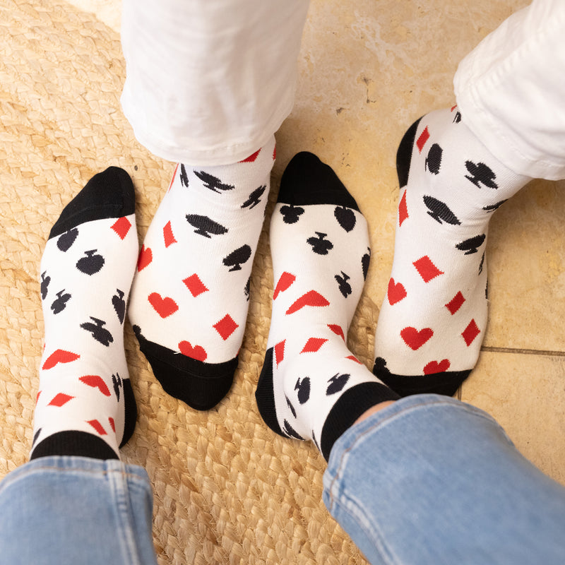 women wearing white Royal Flush Men's Socks in the kitchen wearing white pants