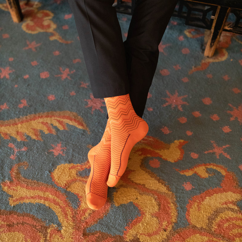 Peper Harow orange Oblique men's luxury socks