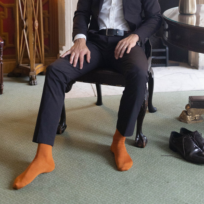 burnt orange sock socks men man men's man's smart suit brighton