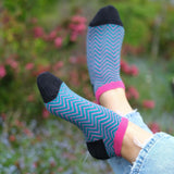peper harow zgzag teal blue pink trainer luxury socks sock women wearing sock summer sport