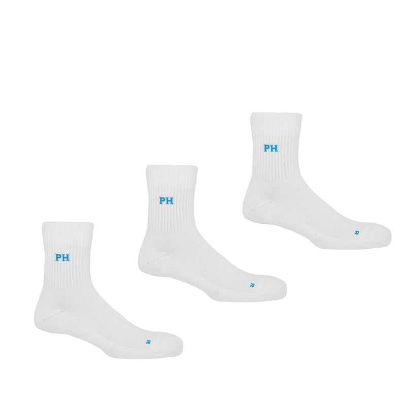 Peper Harow white Essentials men's luxury quarter crew sport socks 3 pack