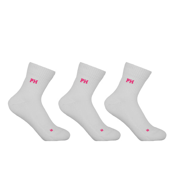 Peper Harow white Essential women's quarter crew luxury sport socks 3 pack