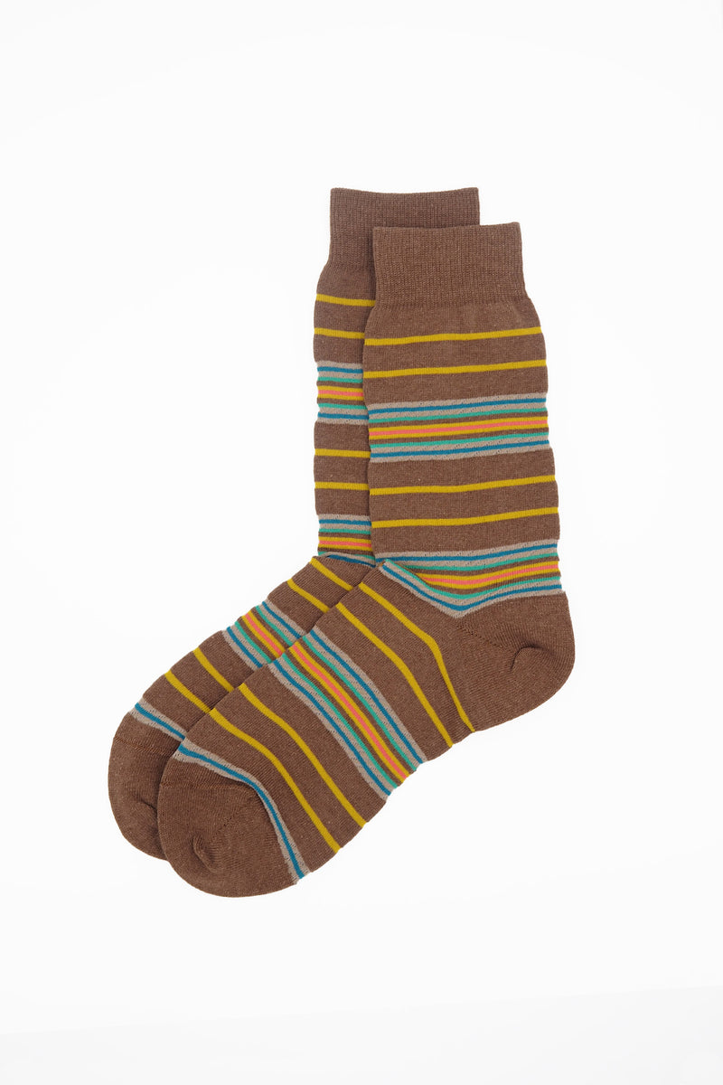 Ayame Multi Stripe Women's Socks - Brown