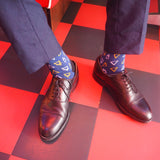 men man socks sock wearing autumn winter peper harow luxury suit smart casual style look navy blue