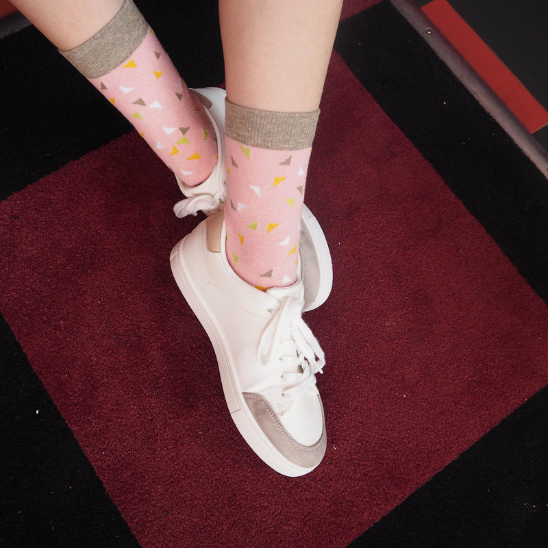 women woman socks sock wearing autumn winter peper harow luxury suit smart casual style look pink