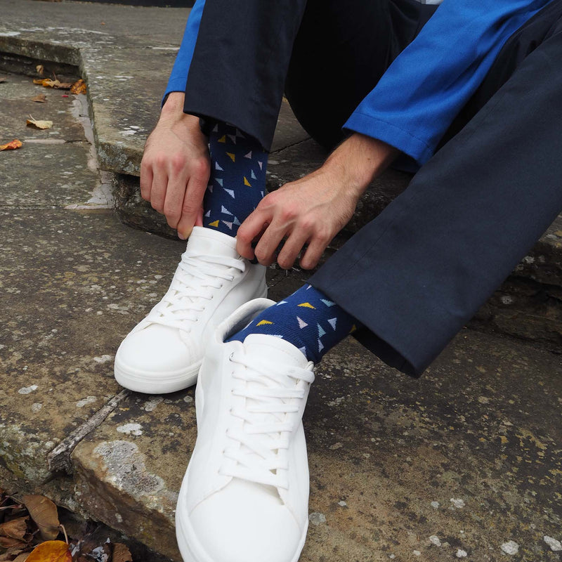 Winter Socks With Jeans And Sneakers Trilateral Men's Socks Blue