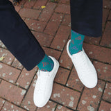 men man socks sock wearing autumn winter peper harow luxury suit smart casual style look teal green blue