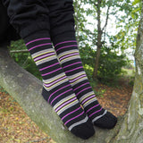 women woman socks sock wearing autumn winter peper harow luxury suit smart casual style look ayame black multi stripe