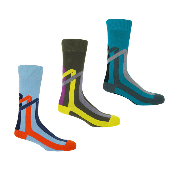 Ribbon Stripe Herren-Bundle – Himmelblau, Königsblau &amp; Pfau