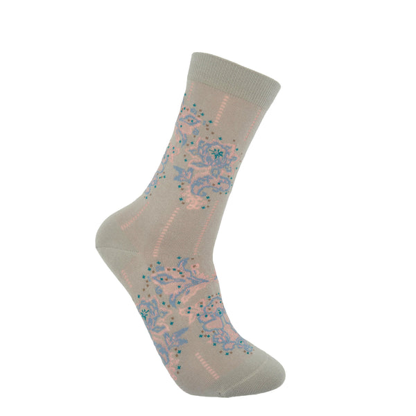 Ayame Dancing Flower Women's Socks - Grey