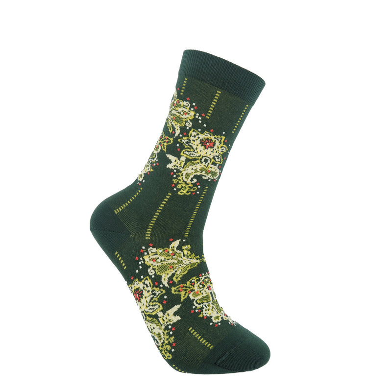 Ayame Dancing Flower Women's Socks - Green