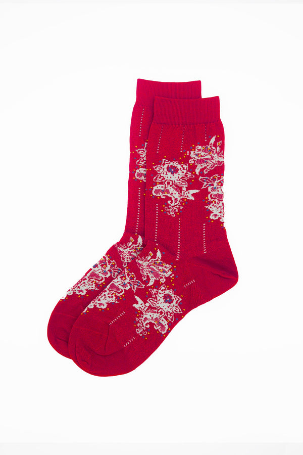 Ayame Dancing Flower Women's Socks - Red