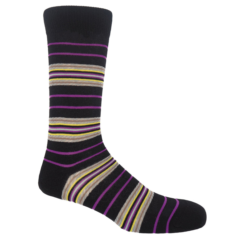 Ayame Multi Stripe Men's Socks - Black