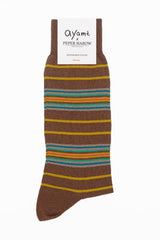 Ayame Multi Stripe Men's Socks - Brown