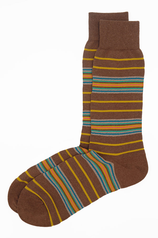 Ayame Multi Stripe Men's Socks - Brown