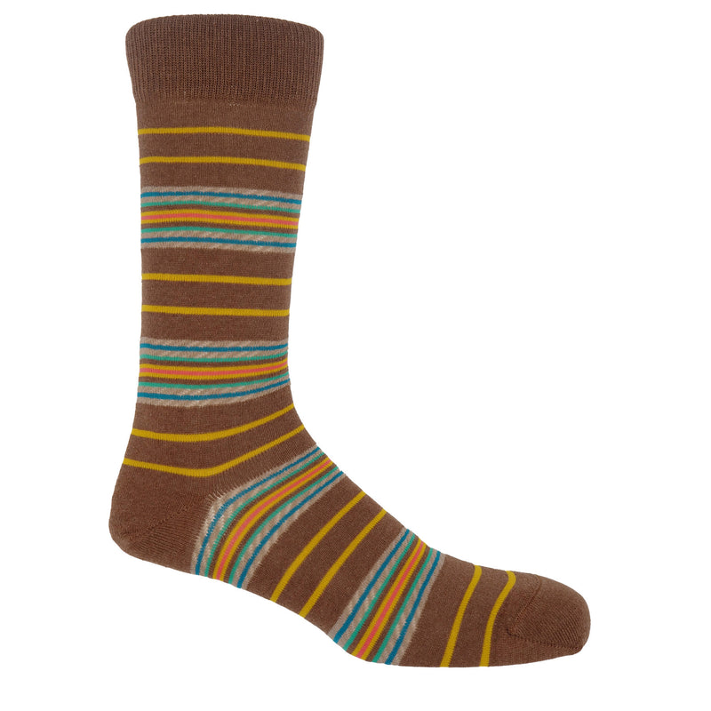 Ayame Multi Stripe Men's Socks - Brown