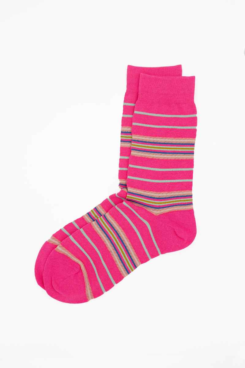 Ayame Multi Stripe Women's Socks - Pink