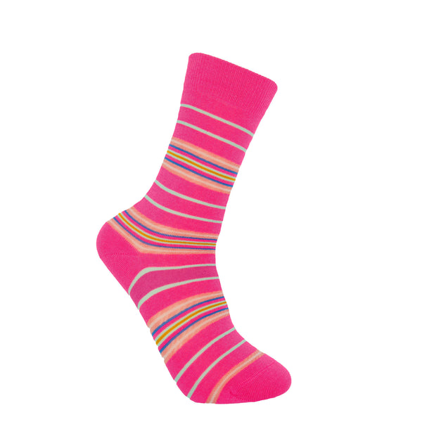 Ayame Multi Stripe Women's Socks - Pink