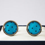 Groom's Set - Pin Polka Socks & Azure Cufflink