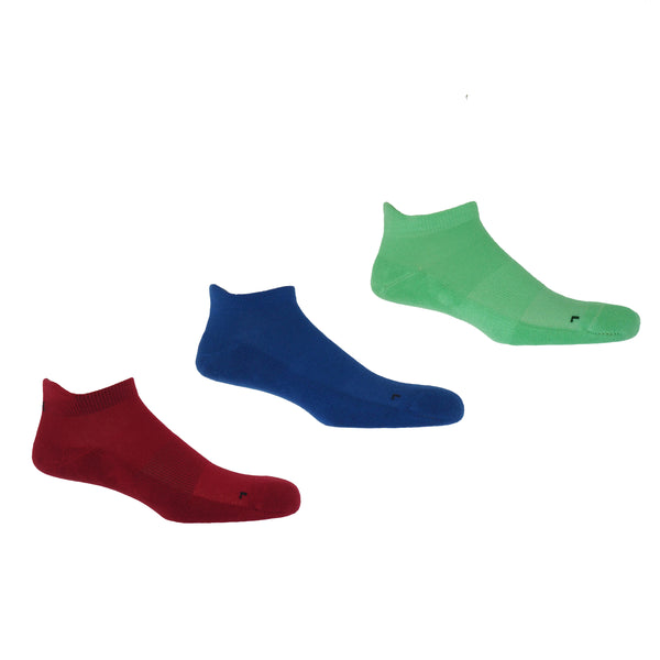 Organic Sport Men's Trainer Socks Bundle - Burgundy, Blue & Green