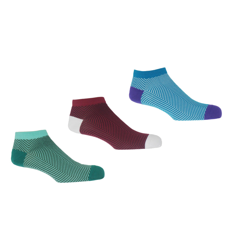 Lux Taylor Men's Trainer Socks Bundle - Turquoise, Burgundy & Marine