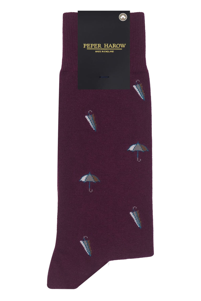 Umbrella Men's Socks - Maroon