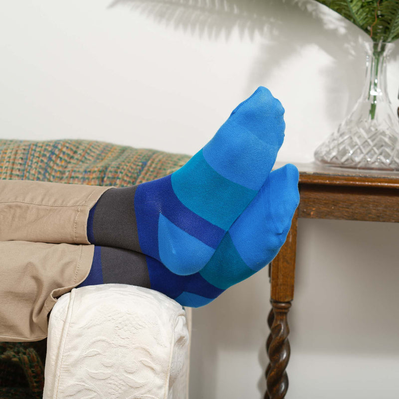 Block Stripe Men's Socks - Aqua – Peper Harow