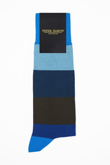 Block Stripe Men's Socks - Aqua