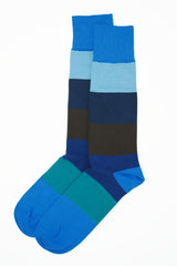 Block Stripe Men's Socks - Aqua