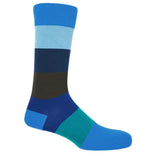Block Stripe Men's Socks - Aqua