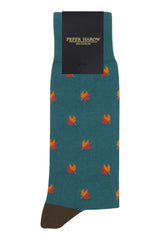 Maple Leaves Men's Socks - Teal